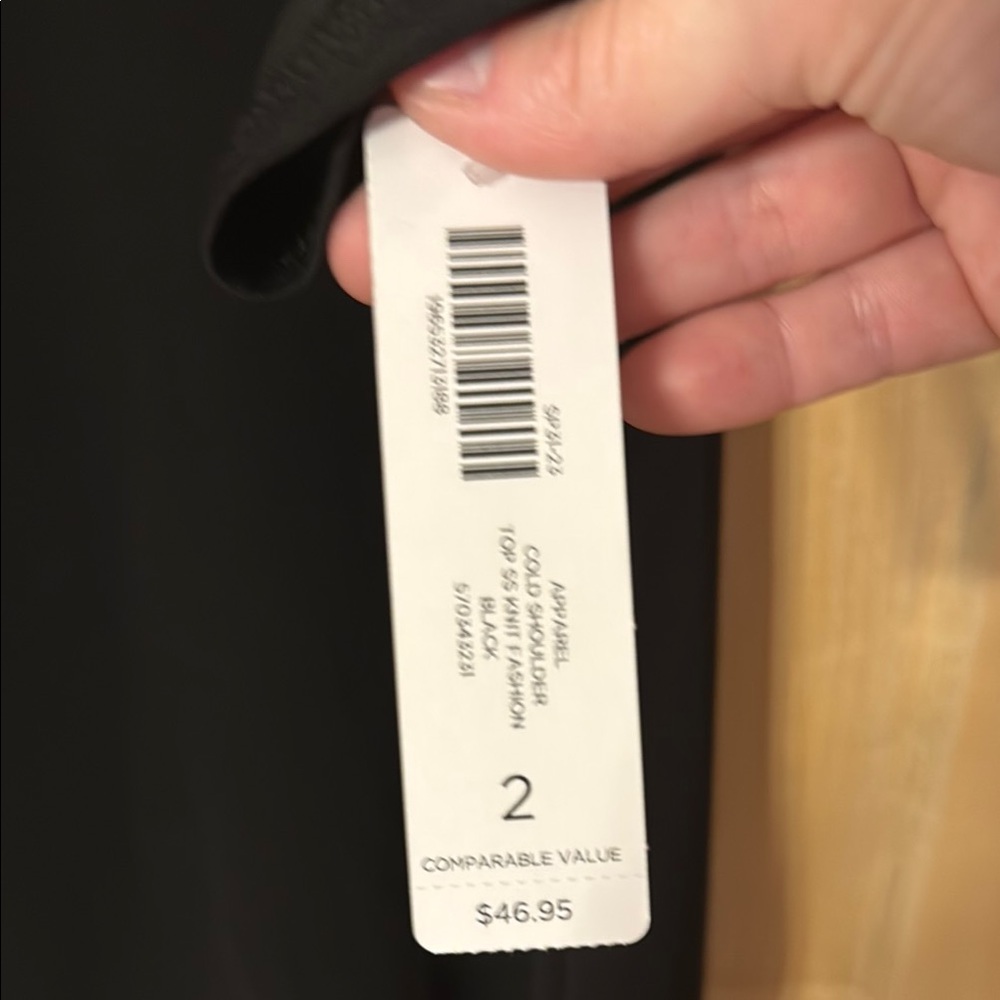 Chico’s Black Asymmetrical Cutout Blouse | Size L | Cold Shoulder Top - Picture 4 of 7